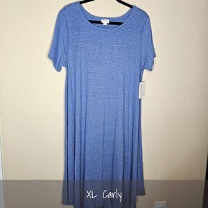 LuLaRoe Carly Dress XL Blue Striped NWT